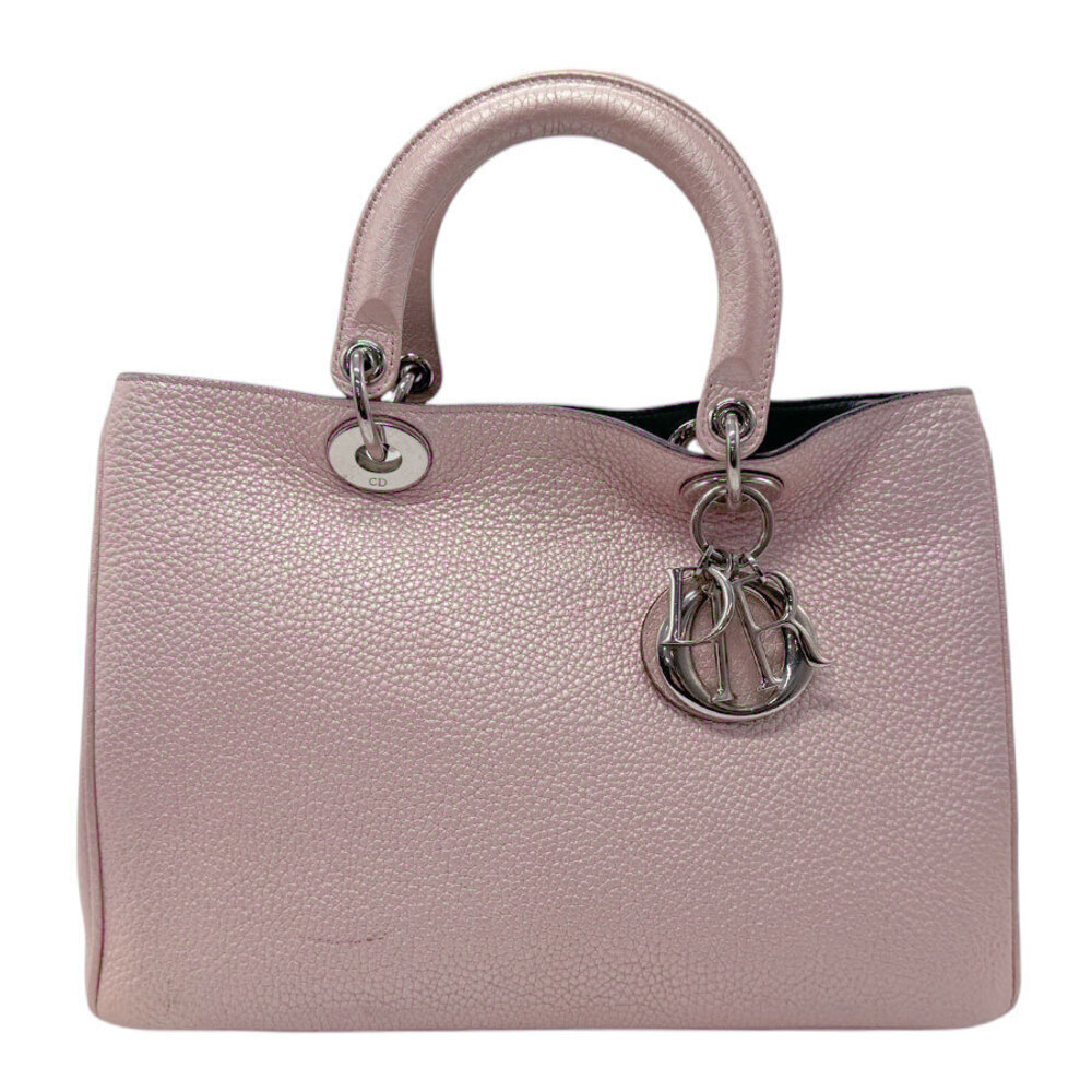 Christian Dior Diorissimo Leather Metallic 2Way Shoulder Bag Pink